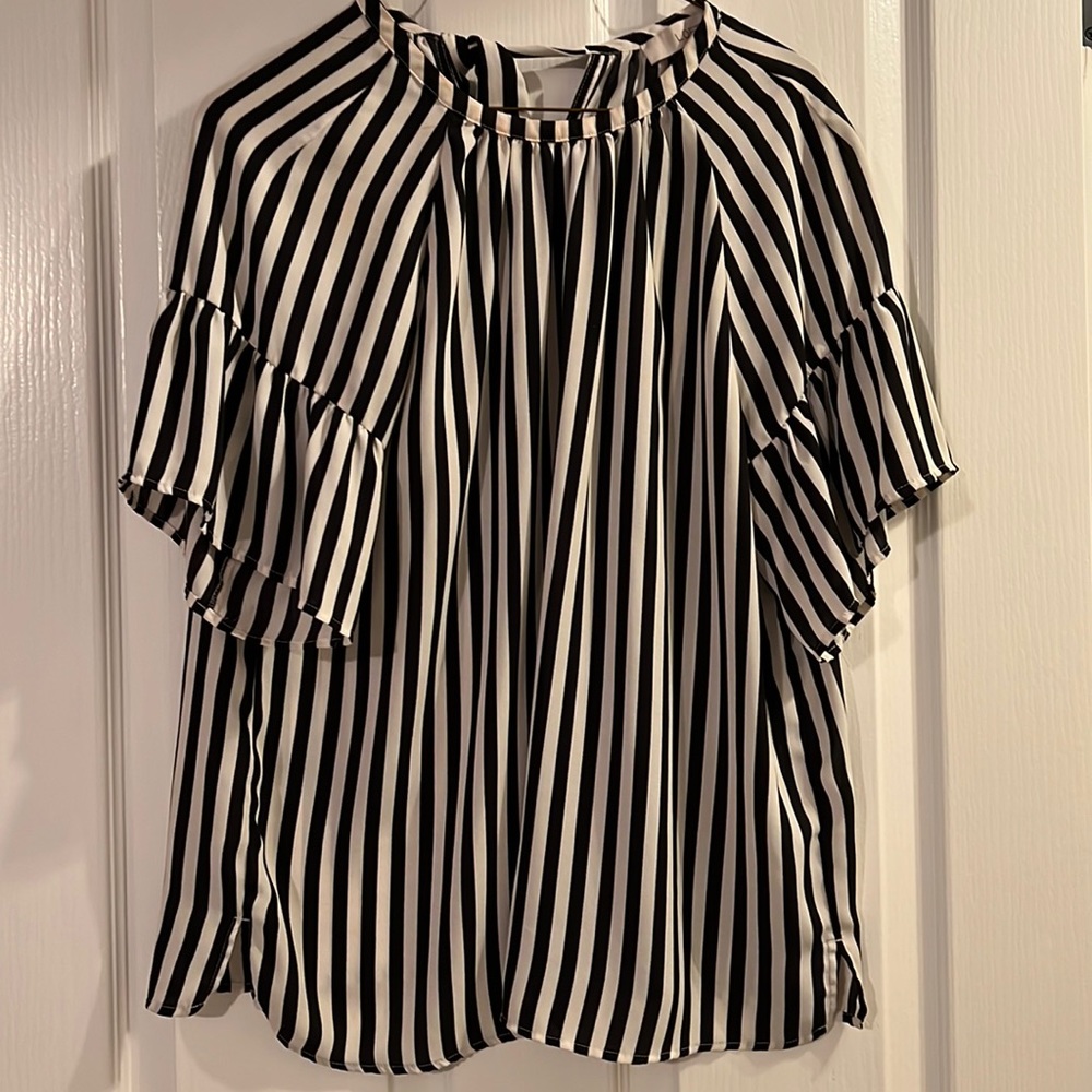 Loft size small. Black and white blouse